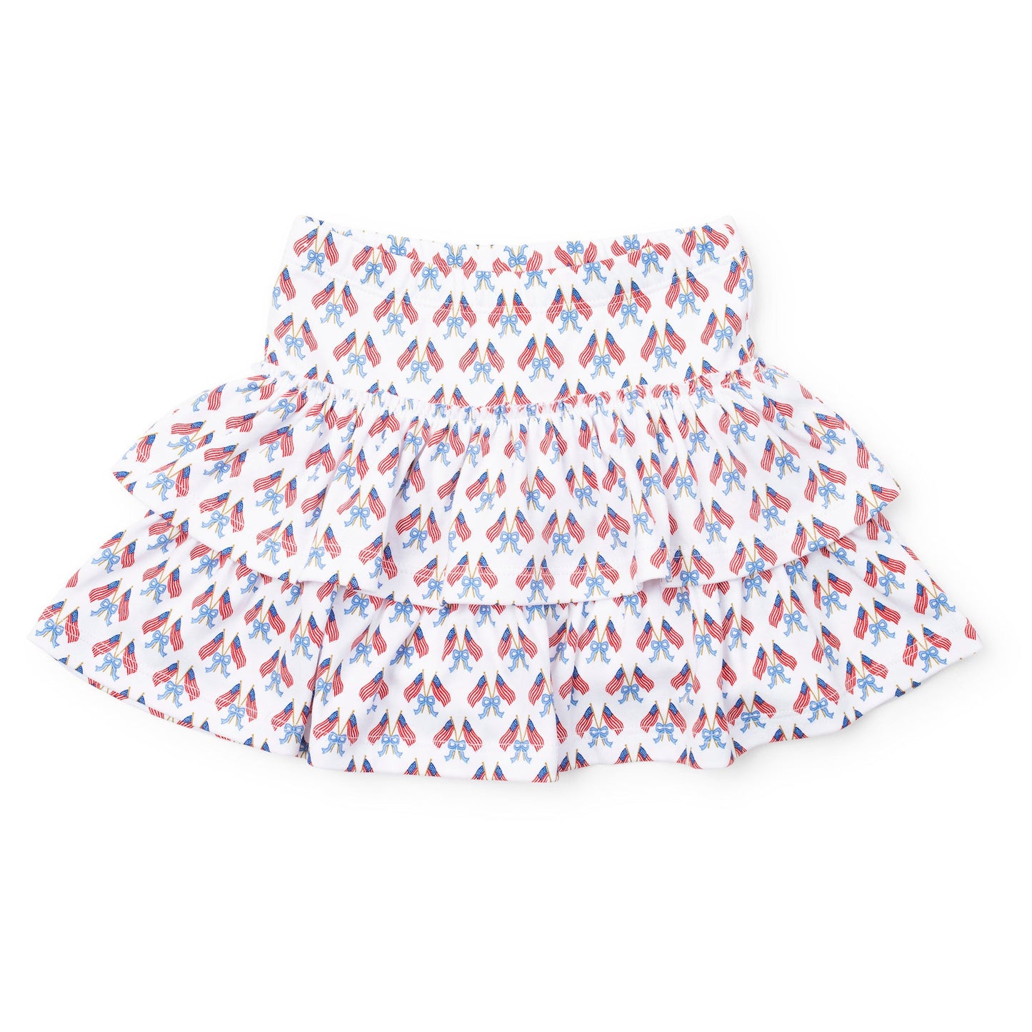 Lila & Hayes Girls Maggie Tiered Skirt - Flag Stars & Stripes & Bows by Lila & Hayes