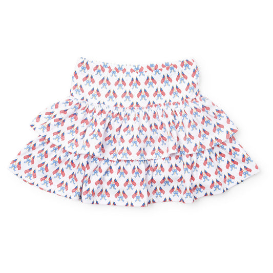 Lila & Hayes Girls Maggie Tiered Skirt - Flag Stars & Stripes & Bows by Lila & Hayes