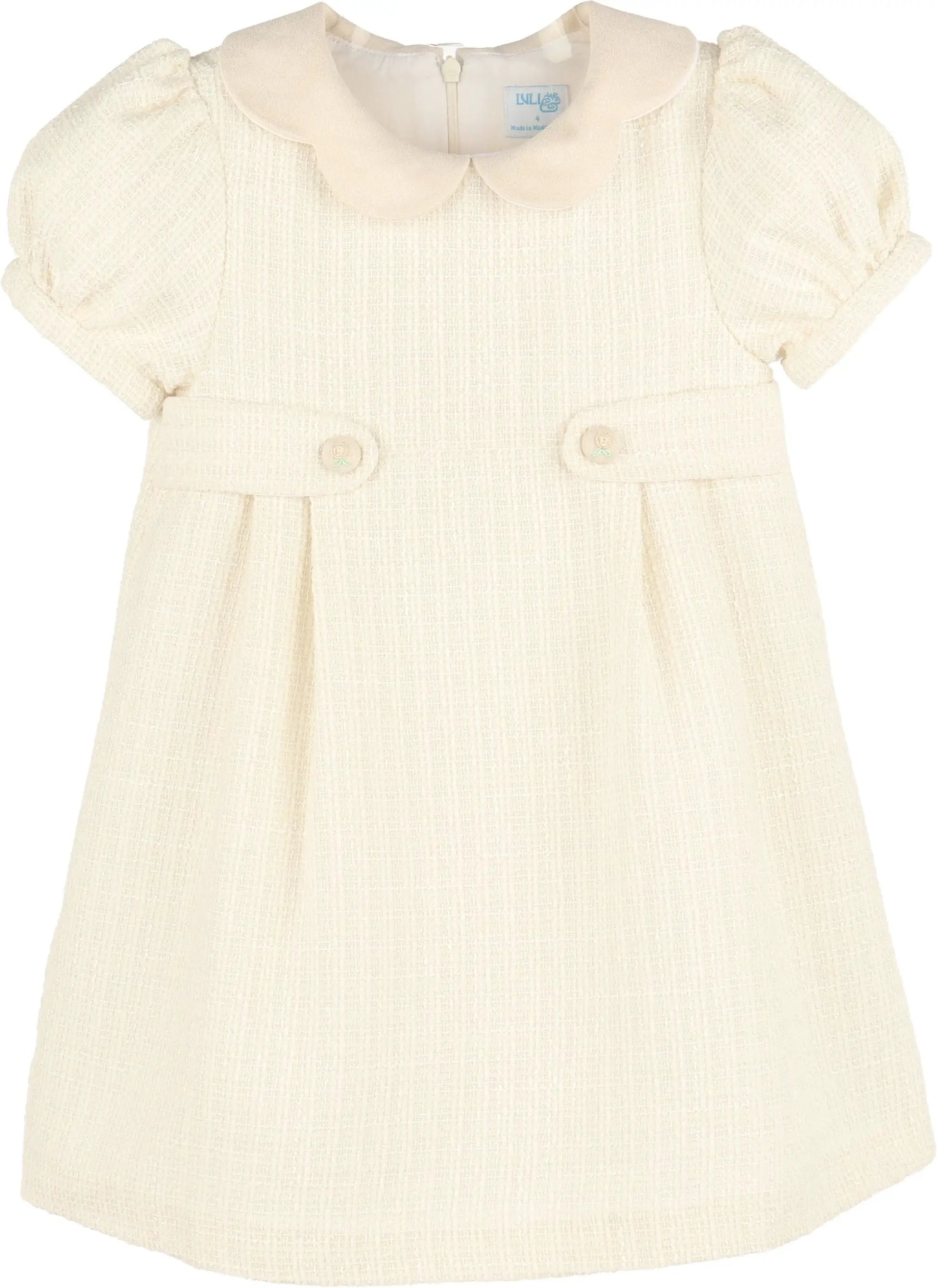 Luli & Me Girls Ivory Chanel Dress