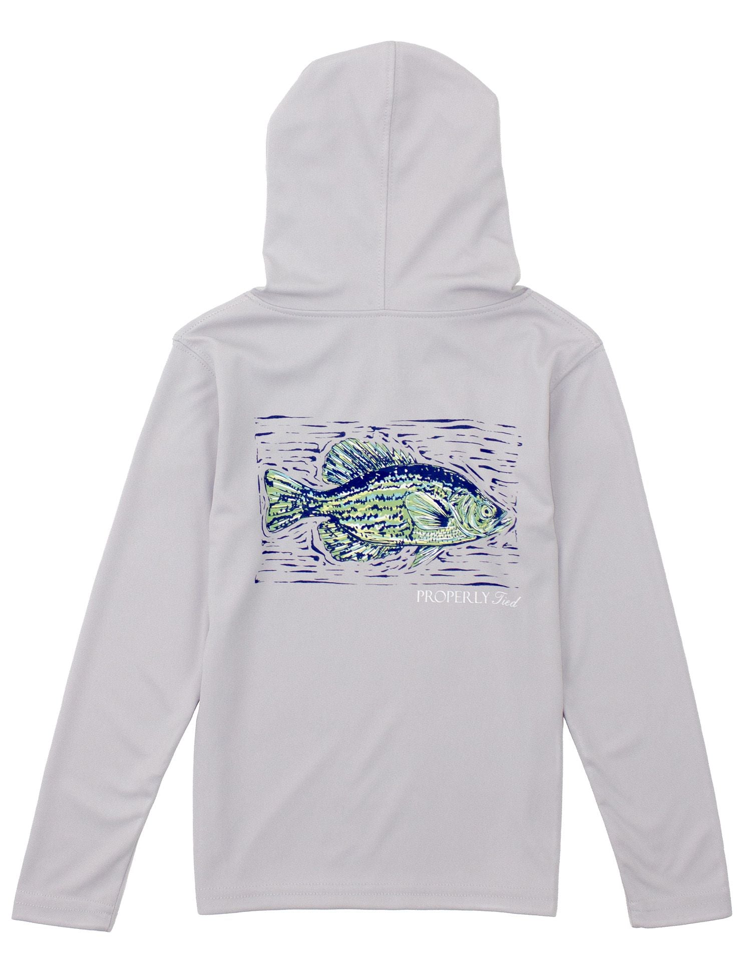 Properly Tied Boys Shade Performance Hoodie - Crappie Ice Grey