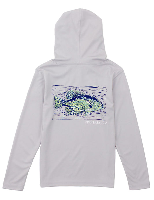 Properly Tied Boys Shade Performance Hoodie - Crappie Ice Grey by Properly Tied