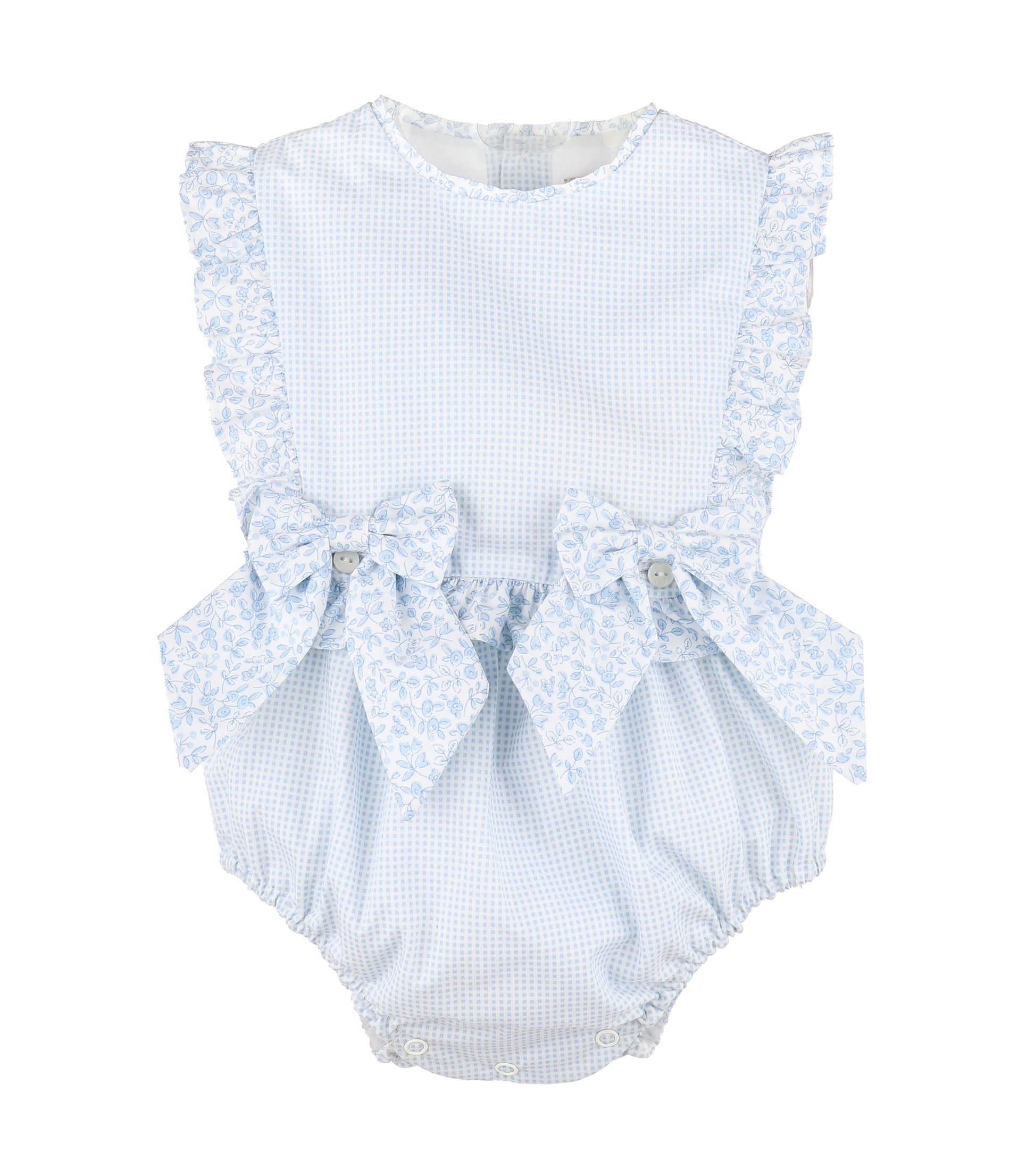 Sophie & Lucas Girls Blooms Gingham Bubble - Blue