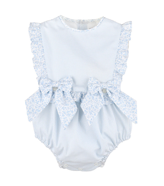 Sophie & Lucas Girls Blooms Gingham Bubble - Blue by Sophie & Lucas