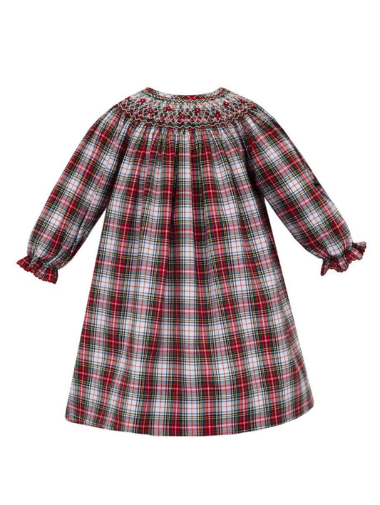 Claire & Charlie Girls Holiday Red Tartan Plaid Long Sleeve Bishop Dress by Claire & Charlie