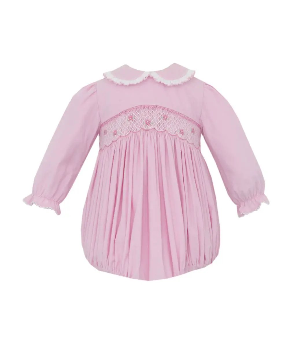 Petit Bebe Girls Pink Corduroy Long Sleeve Bubble