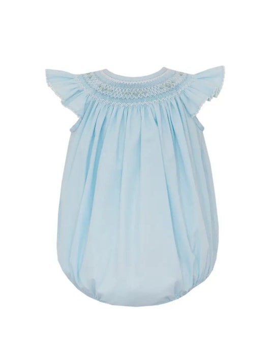 Petit Bebe Girls Blue Poplin Angel Wing Bishop Bubble by Petit Bebe