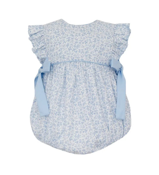 Petit Bebe Girls Light Blue Floral Sleeveless Bubble with Side Bows by Petit Bebe