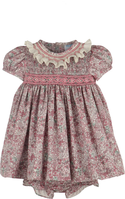 Luli & Me Girls Pink Fall Bloom Smock Dress by Luli & Me