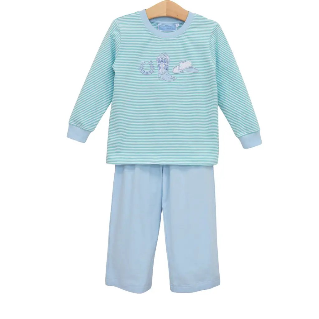 Trotter Street Kids Boys Blue Western Pant Set