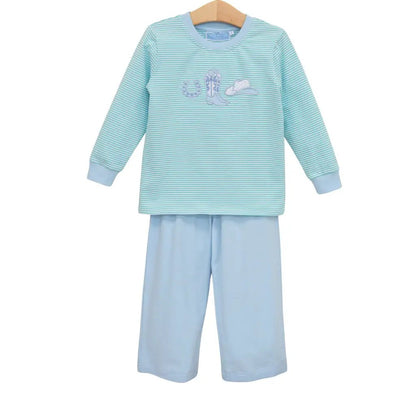 Trotter Street Kids Boys Blue Western Pant Set