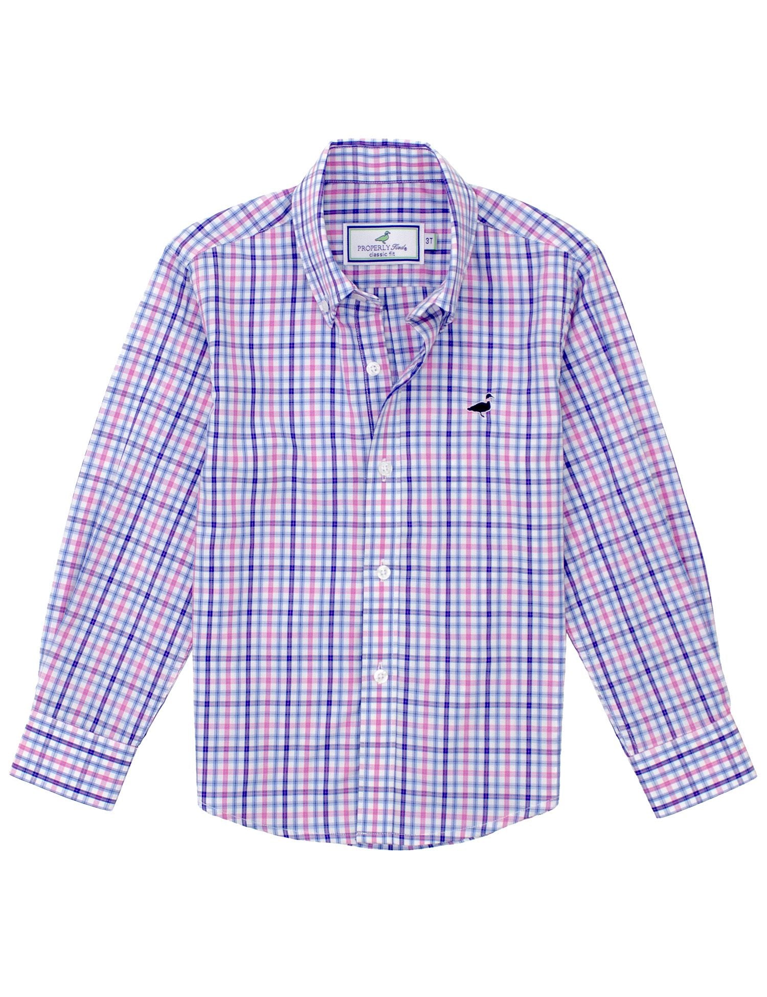 Properly Tied Boys Seasonal Sportshirt - Blueberry Blue & Red Plaid
