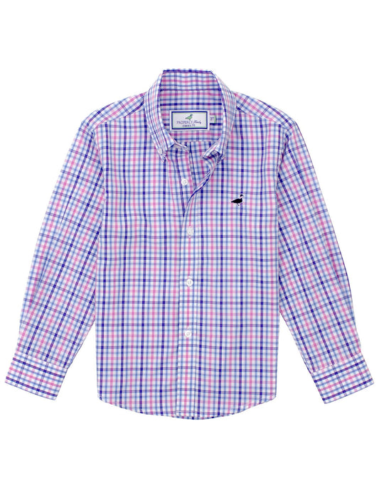 Properly Tied Boys Seasonal Sportshirt - Blueberry Blue & Red Plaid by Properly Tied