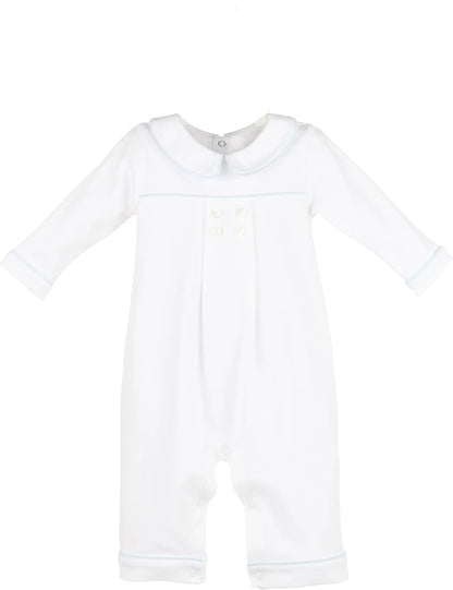 Luli & Me Boys Blue Warm Winter Home Romper by Luli & Me