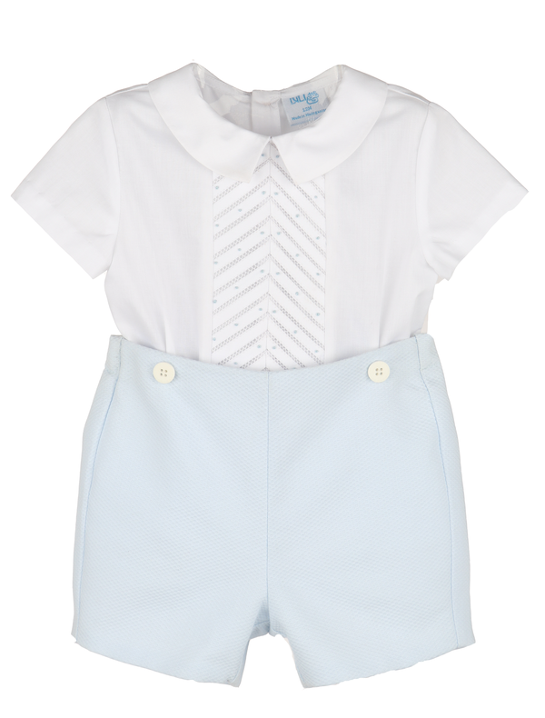 Luli & Me Boys Blue Pique Randal Short Set by Luli & Me