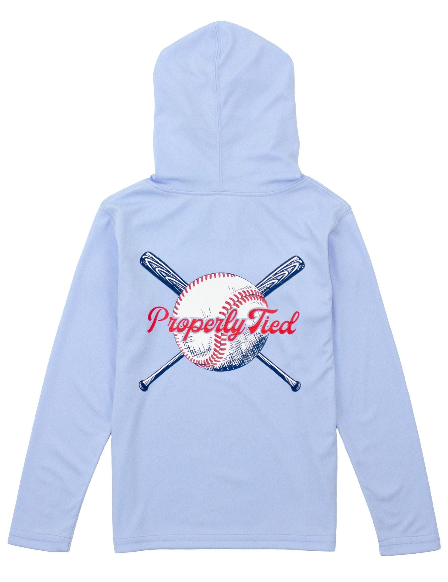 Properly Tied Boys Shade Performance Hoodie - Play Ball Light Blue