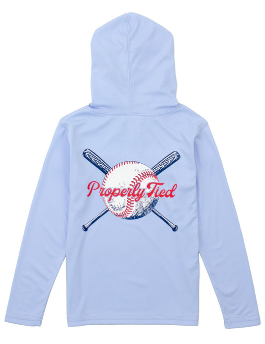 Properly Tied Boys Shade Performance Hoodie - Play Ball Light Blue by Properly Tied