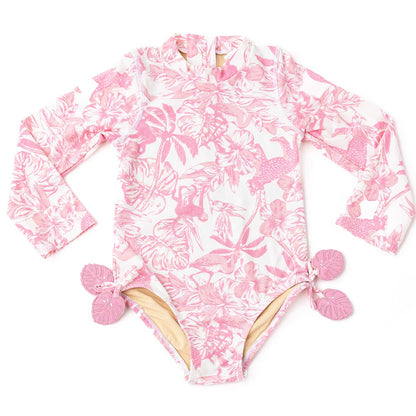 Shade Critters Girls One Piece Swimsuit - Long Sleeves - Pink Paradise by Shade Critters