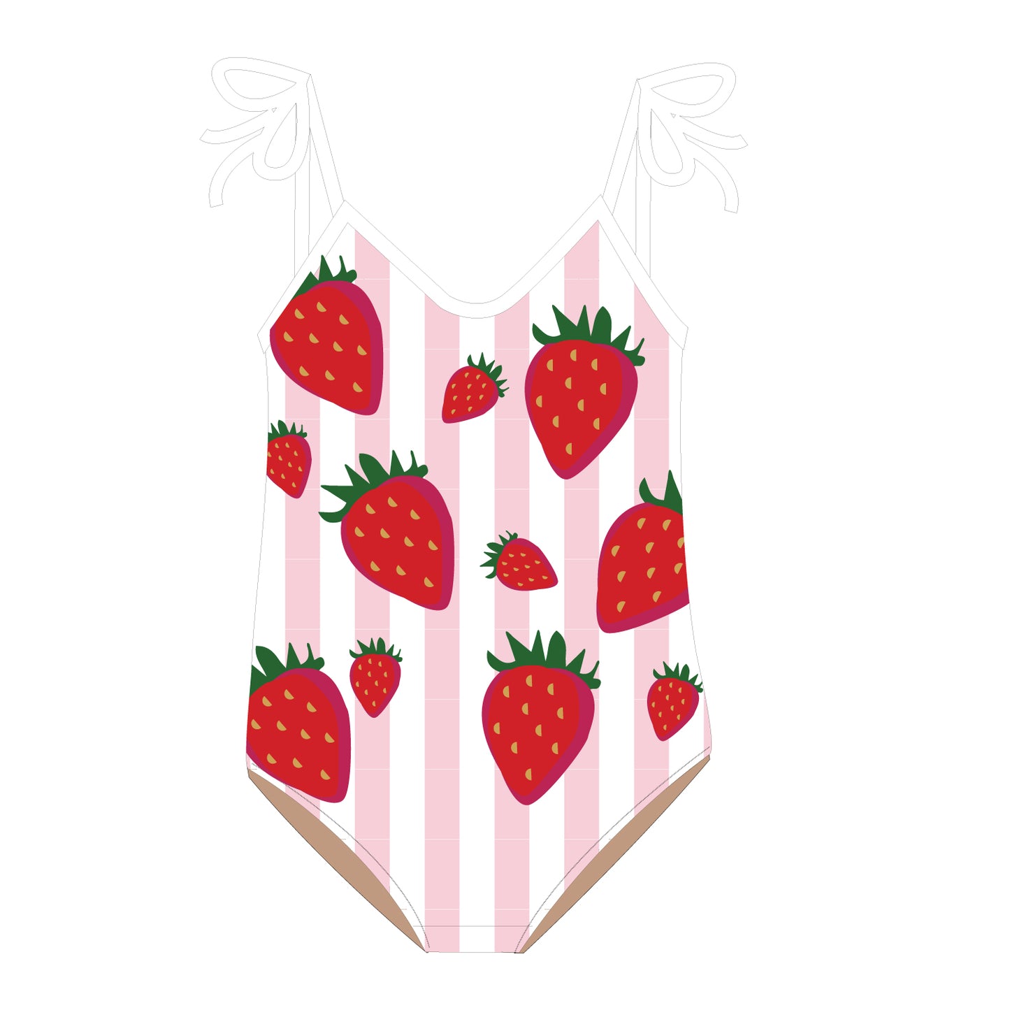 Shade Critters Girls Pink Striped One Piece Swimsuit - Summer Strawberry Sequins by Shade Critters