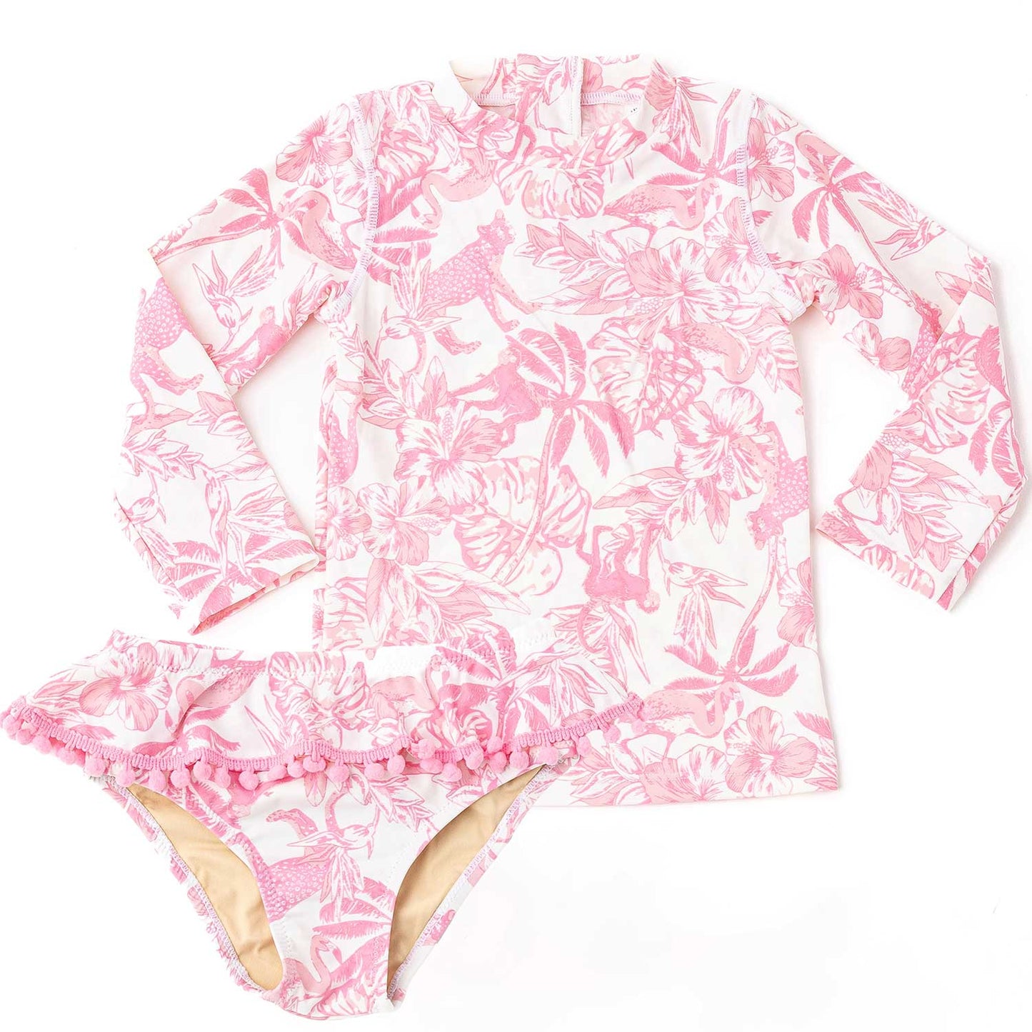 Shade Critters Girls Two Piece Rash Guard Swim Set - Pink Paradise by Shade Critters