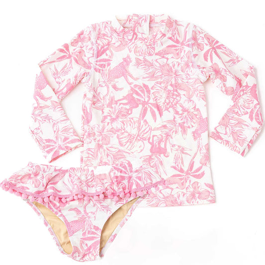 Shade Critters Girls Two Piece Rash Guard Swim Set - Pink Paradise by Shade Critters
