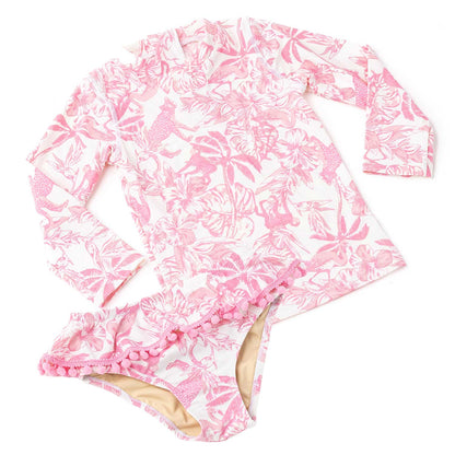 Shade Critters Girls Two Piece Rash Guard Swim Set - Pink Paradise by Shade Critters