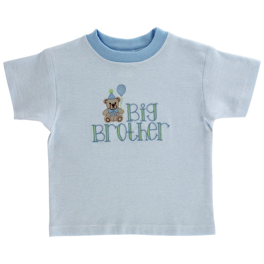 Bailey Boys Toddler Blue Stripe Shirt - Big Brother - Teddy Bear by Bailey Boys