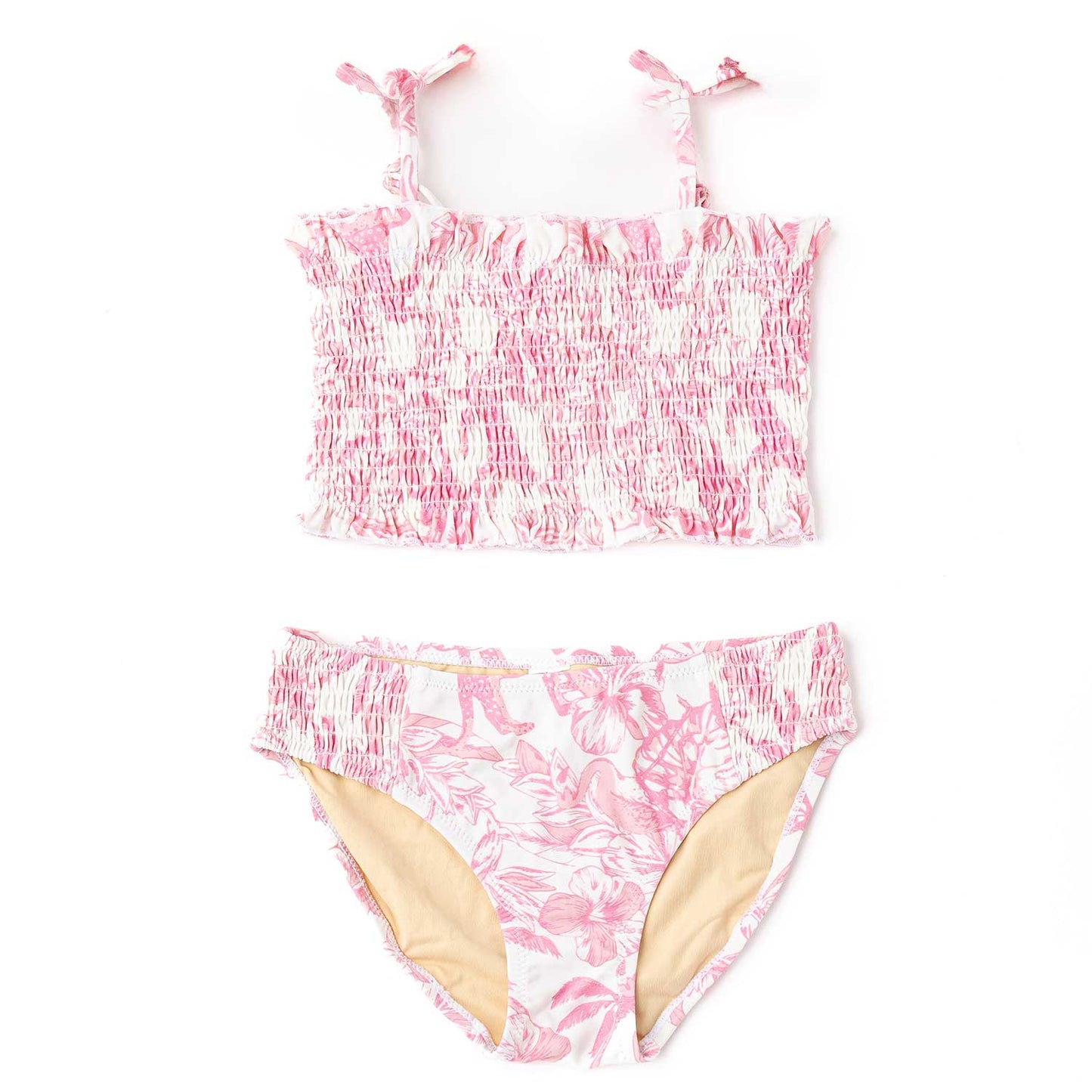Shade Critters Girls Two Piece Swimsuit with Ties - Smocked - Pink Paradise by Shade Critters