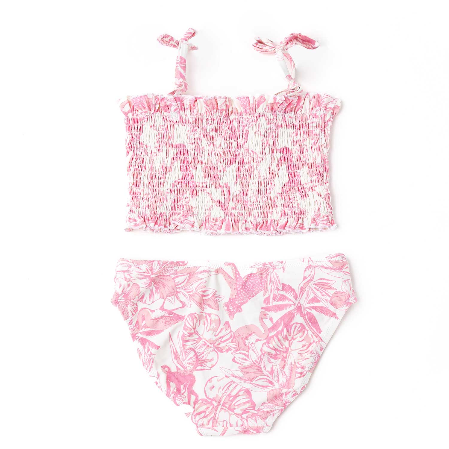 Shade Critters Girls Two Piece Swimsuit with Ties - Smocked - Pink Paradise