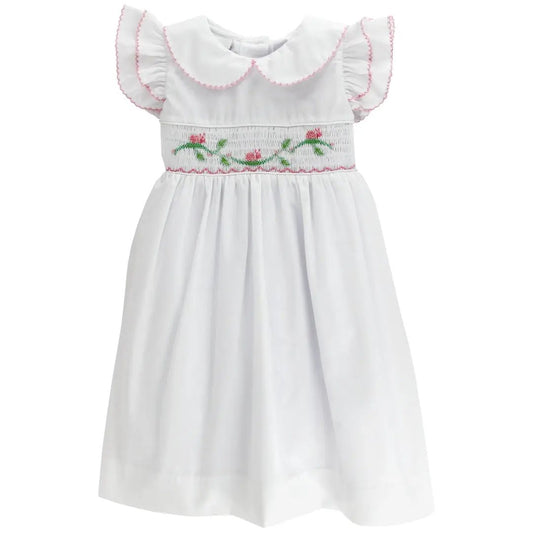 Bailey Boys Girls White Smocked Snail Trail Dress - Flutter Sleeves by Bailey Boys