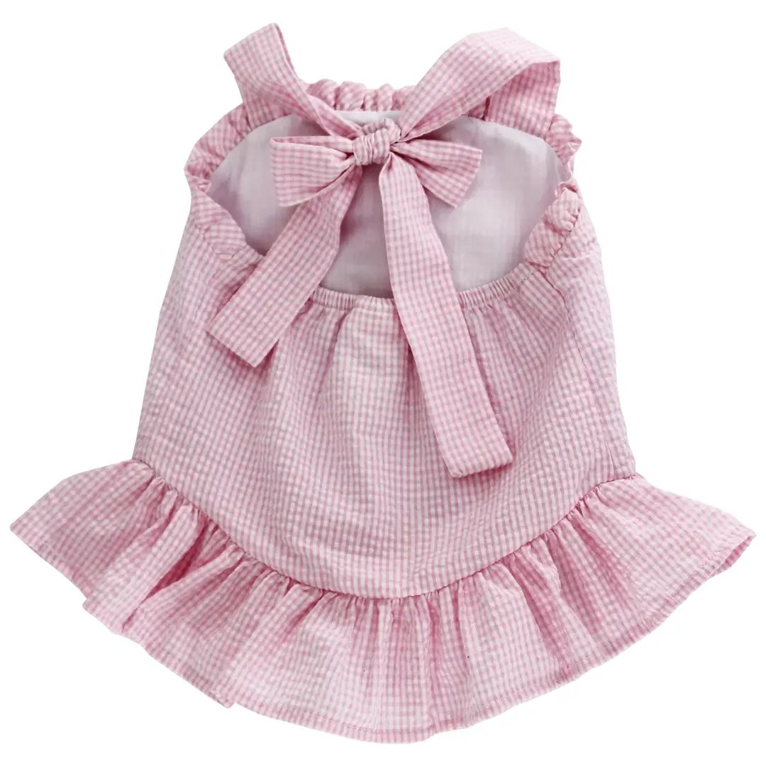 Bailey Boys Girls Pink Gingham Cherry Ruffle Swimsuit