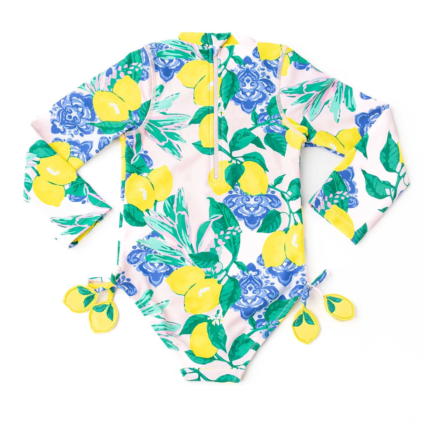 Shade Critters Girls Long Sleeved Rash Guard Swimsuit - Santorini Lemons Citrus by Shade Critters