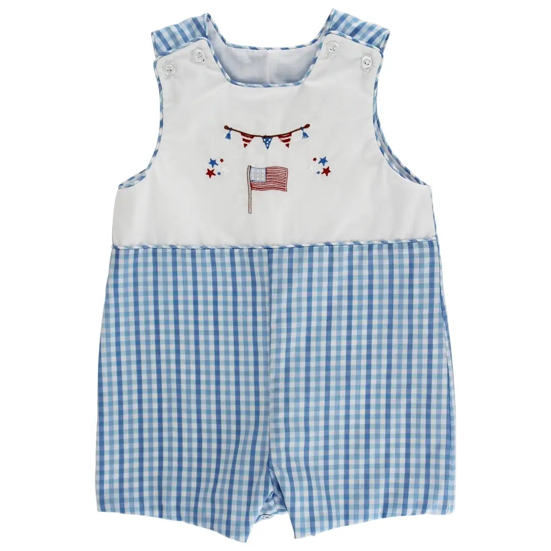 Bailey Boys Blue Plaid Patriotic Flag Jon Jon by Bailey Boys