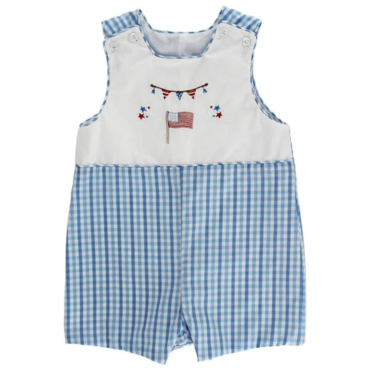 Bailey Boys Blue Plaid Patriotic Flag Jon Jon by Bailey Boys