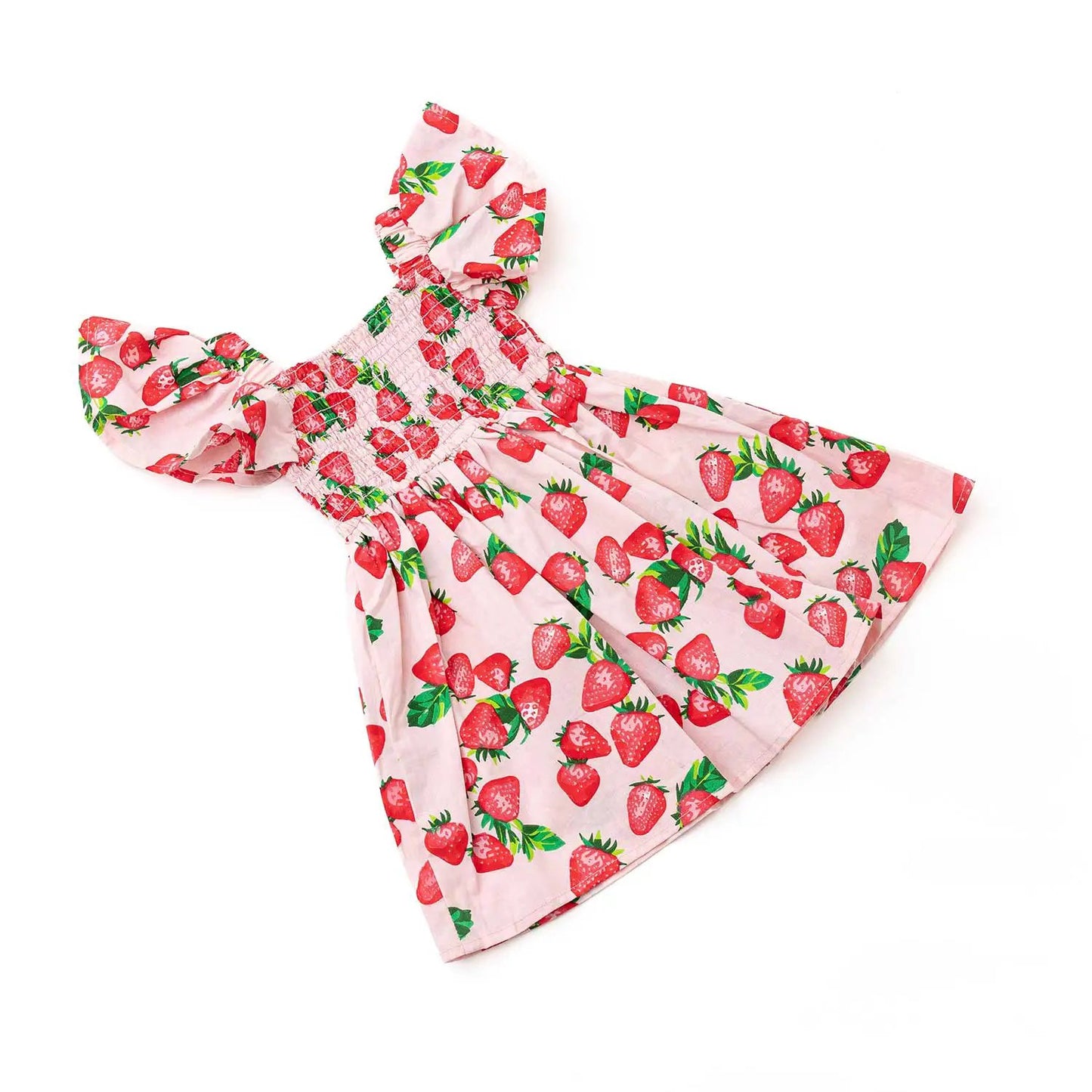 Shade Crittres Girls Smocked Sun Dress - Pink & Red Strawberry Bliss