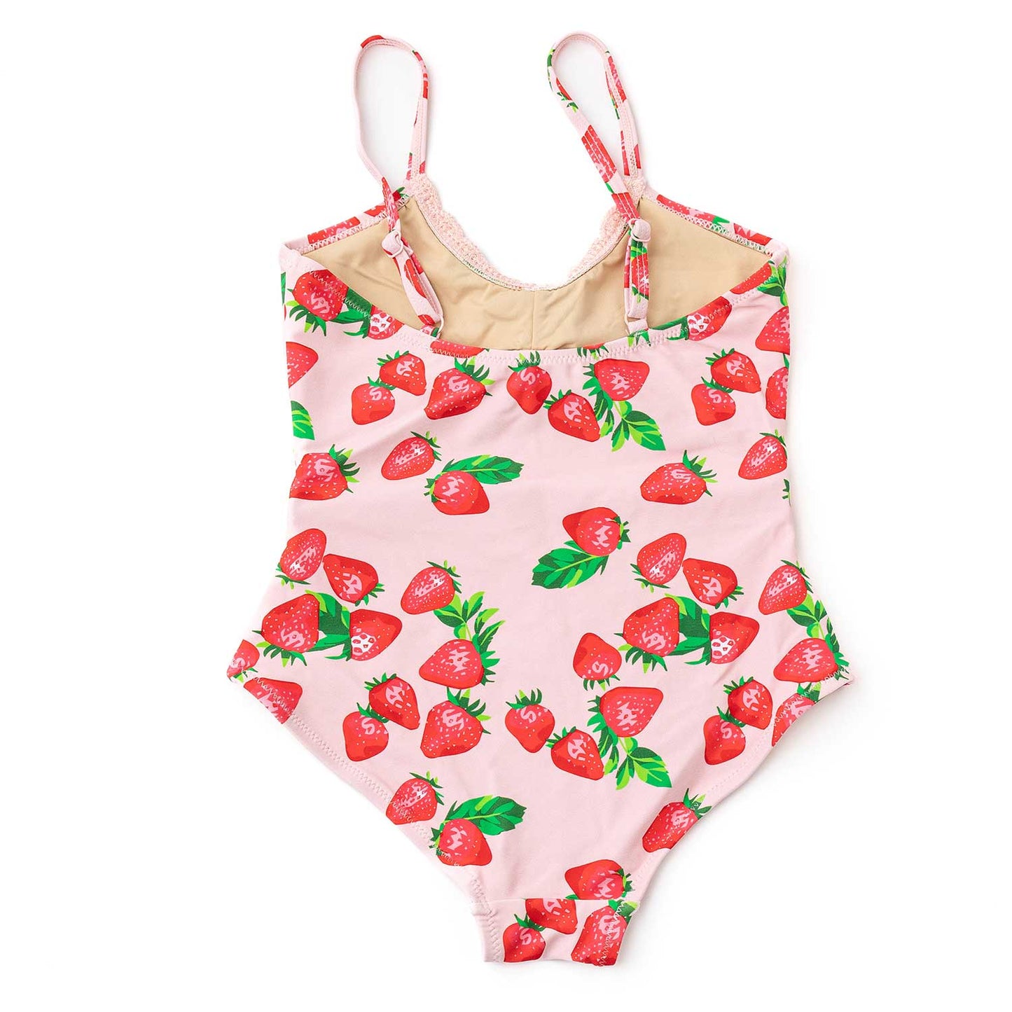 Shade Critters Girls Crochet Trim Monokini Swimsuit - Pink Strawberry Bliss by Shade Critters
