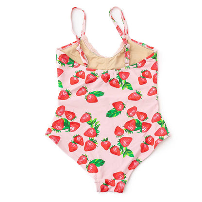 Shade Critters Girls Crochet Trim Monokini Swimsuit - Pink Strawberry Bliss by Shade Critters