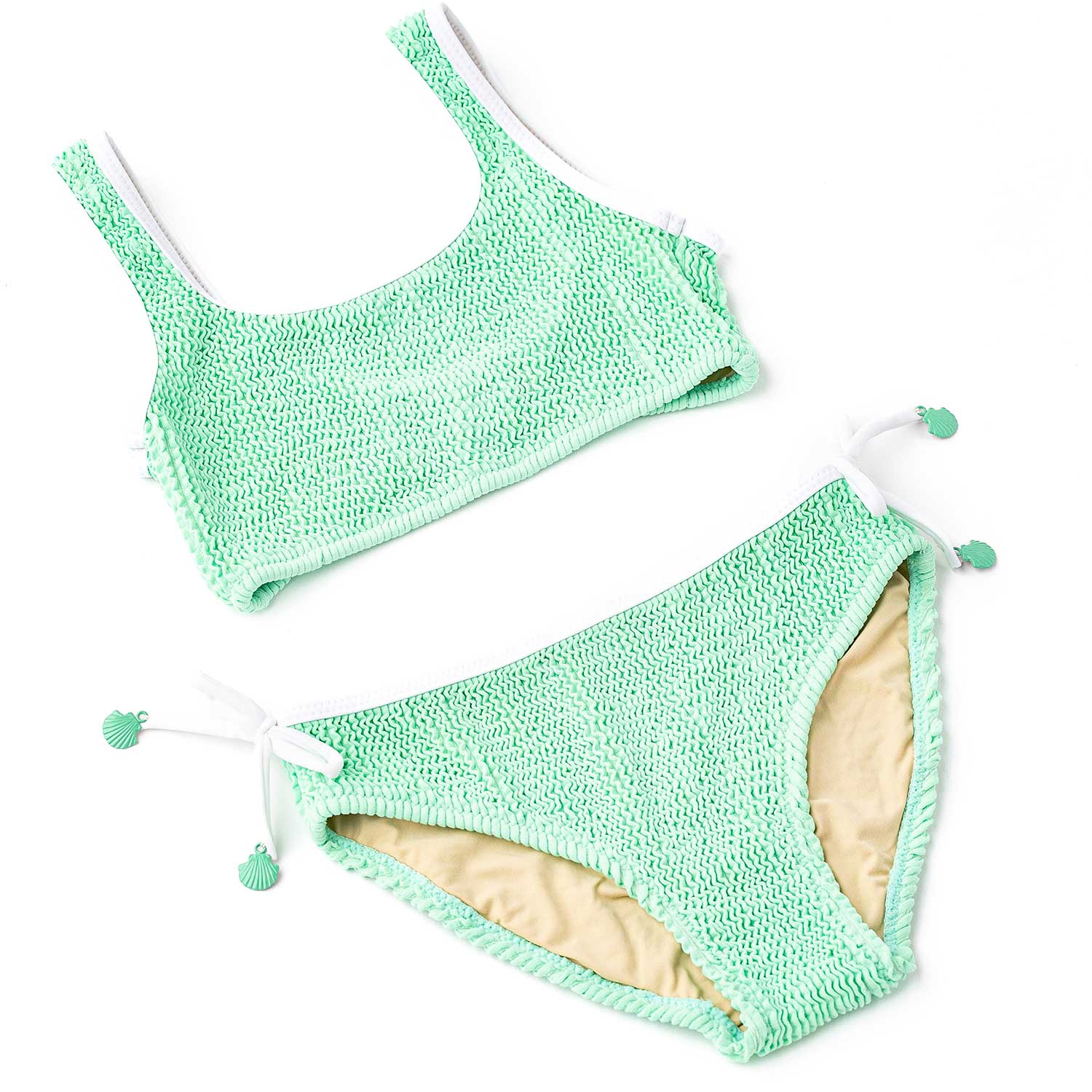 Shade Critters Girls Two Piece Swimsuit - Crinkle - Mint Green