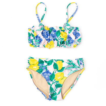 Shade Critters Girls Smocked Two Piece Swimsuit - Santorini Lemons Citrus by Shade Critters