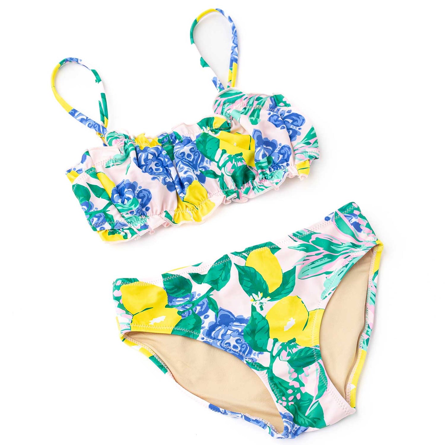 Shade Critters Girls Smocked Two Piece Swimsuit - Santorini Lemons Citrus by Shade Critters