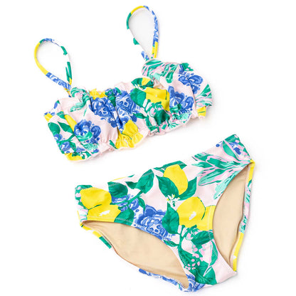 Shade Critters Girls Smocked Two Piece Swimsuit - Santorini Lemons Citrus by Shade Critters