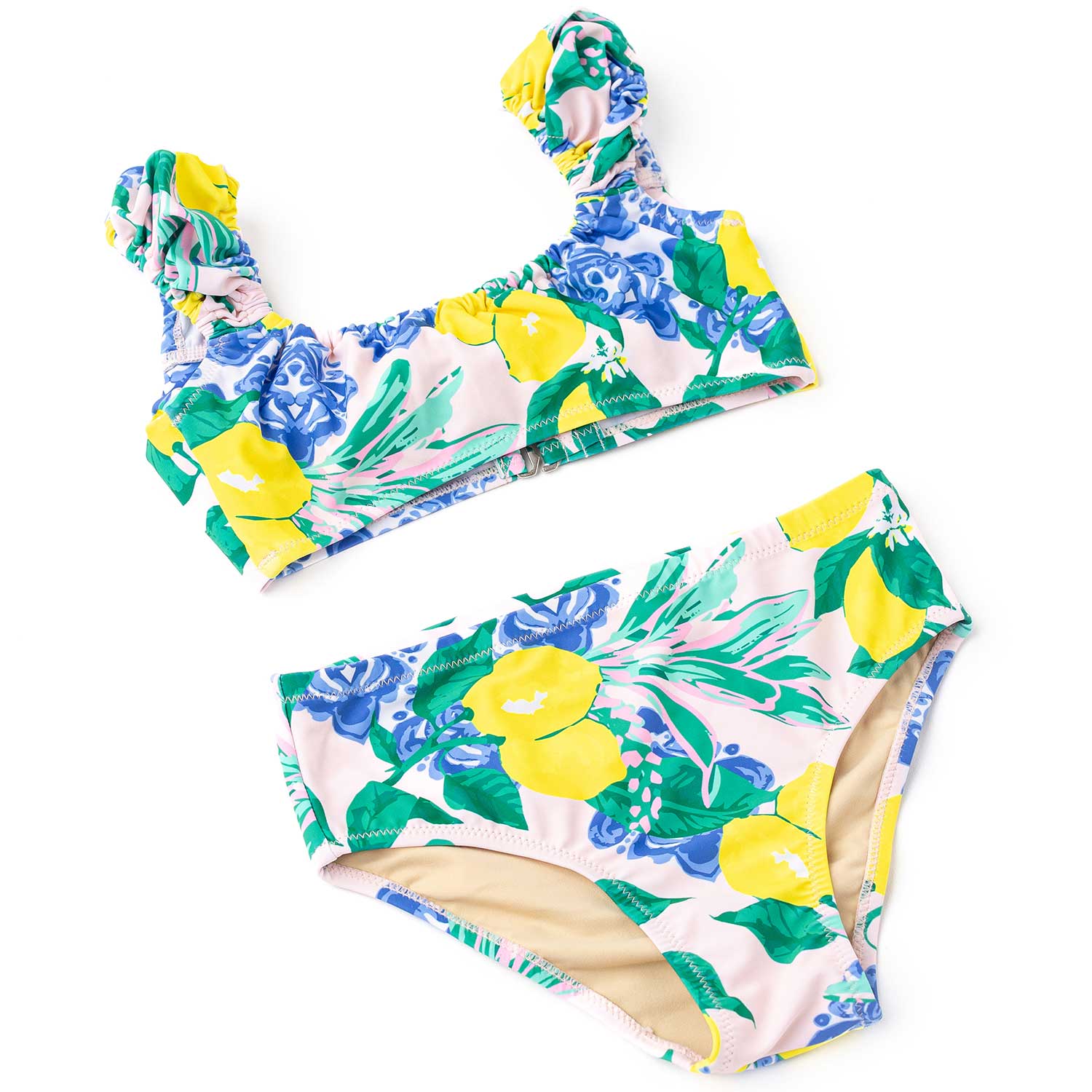Shade Critters Girls Two Piece Bathing Suit - Cap Sleeves - Santorini Lemons Citrus