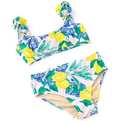 Shade Critters Girls Two Piece Bathing Suit - Cap Sleeves - Santorini Lemons Citrus by Shade Critters