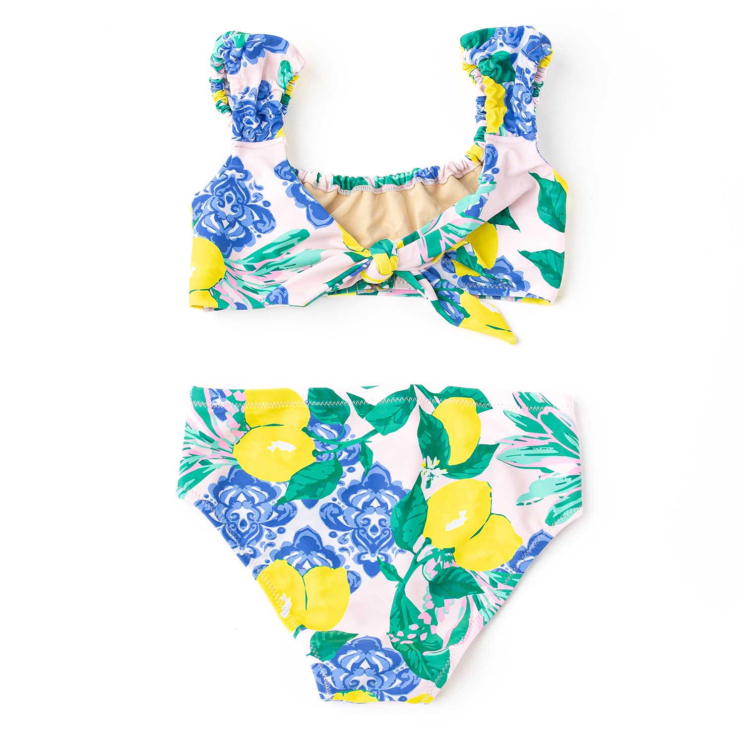 Shade Critters Girls Two Piece Bathing Suit - Cap Sleeves - Santorini Lemons Citrus