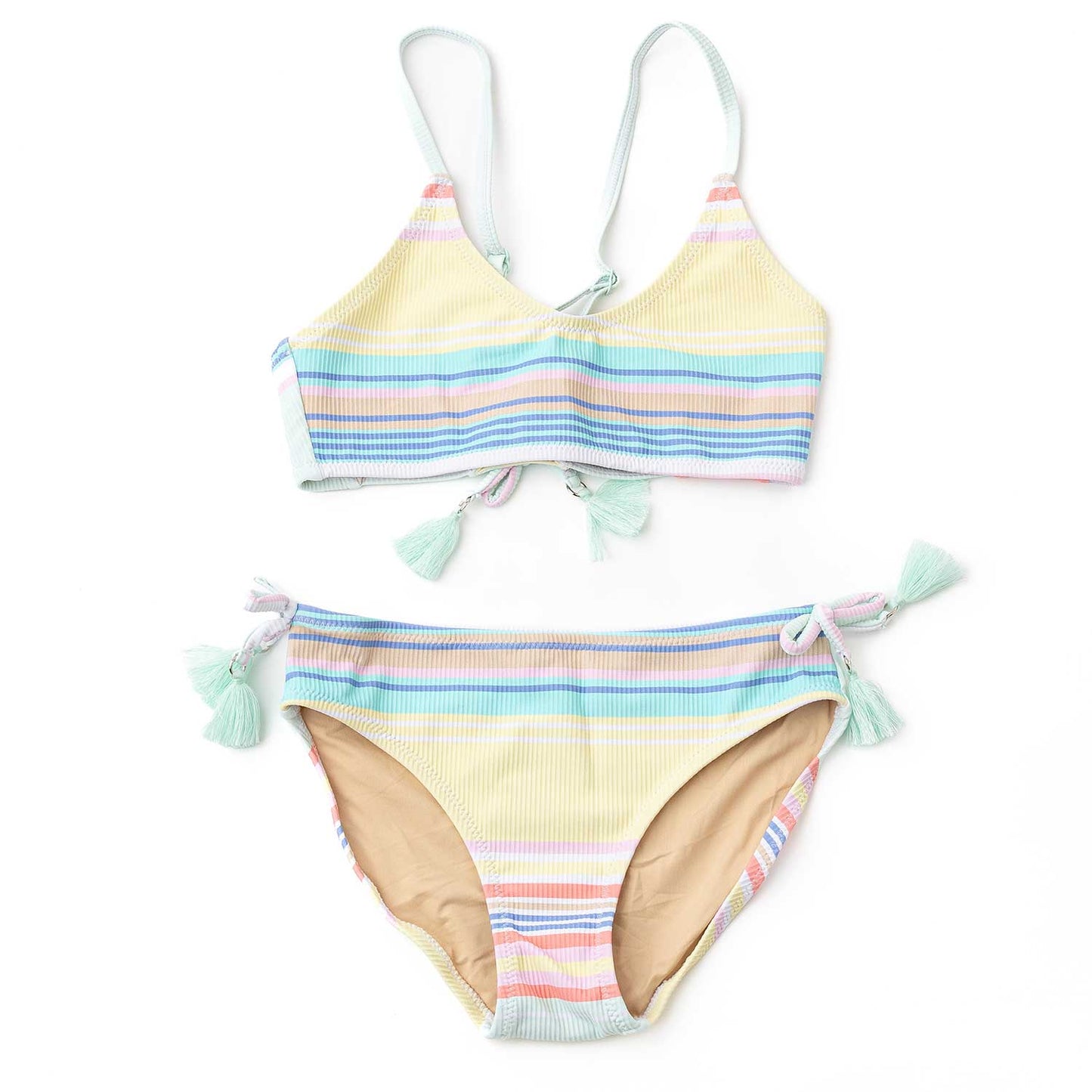 Shade Critters Girls Bikini Swimsuit - Ribbed Tie Back - Surfer Stripes by Shade Critters