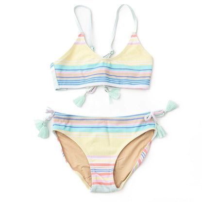 Shade Critters Girls Bikini Swimsuit - Ribbed Tie Back - Surfer Stripes by Shade Critters