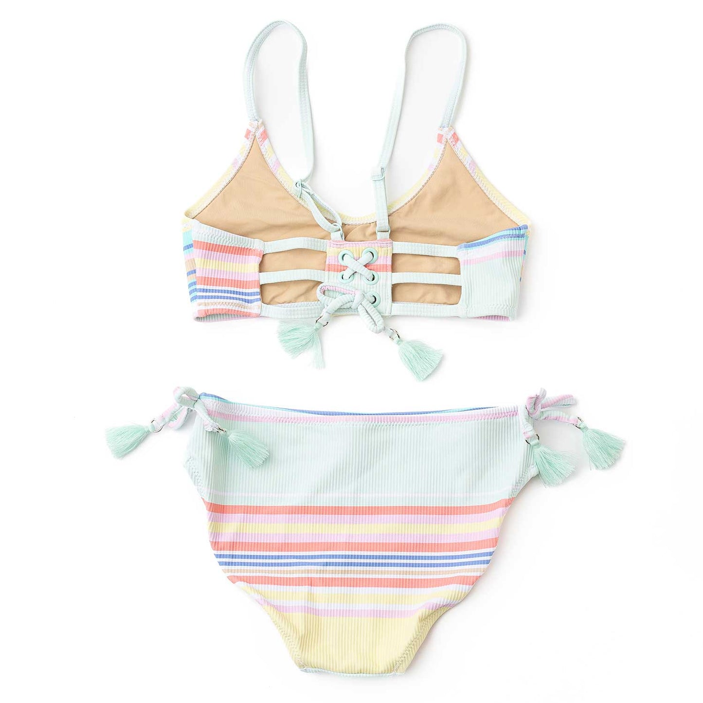 Shade Critters Girls Bikini Swimsuit - Ribbed Tie Back - Surfer Stripes by Shade Critters