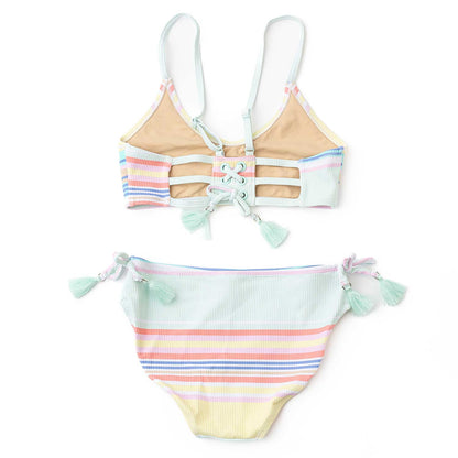 Shade Critters Girls Bikini Swimsuit - Ribbed Tie Back - Surfer Stripes by Shade Critters