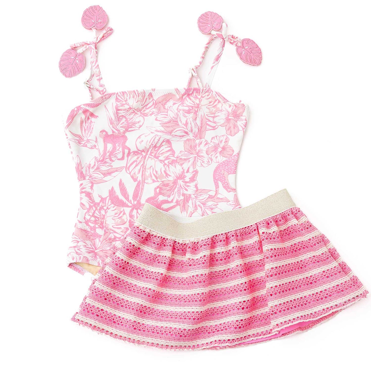 Shade Critters Girls One Piece Swimsuit & Crochet Skirt - Pink Paradise by Shade Critters
