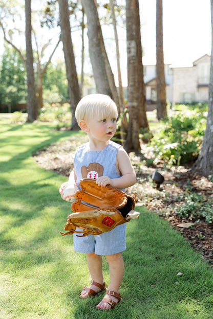 Bailey Boys Reversible Jon Jon - Blue with Baseball Reverses to Tan with Dog