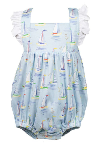 Proper Peony Pima Girls Blue Mariner Boats Bubble